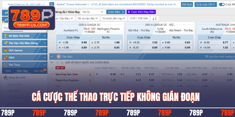 Cá cược thể thao trực tiếp không gián đoạn